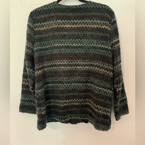 First Option Multicolor Zigzag Knit Sz L Long Sleeve Jacket Cardigan USA 91A261 - Picture 4 of 12
